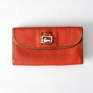 Dooney & Bourke Pebble Grain Continental Clutch Wallet in Tomato Red (red/orange